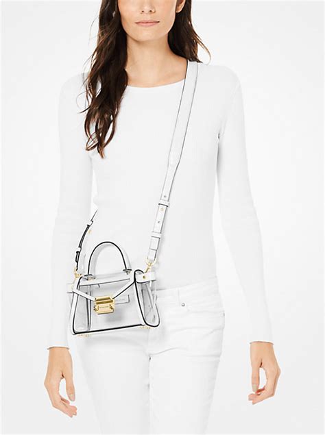 michael kors whitney mini clear and leather satchel